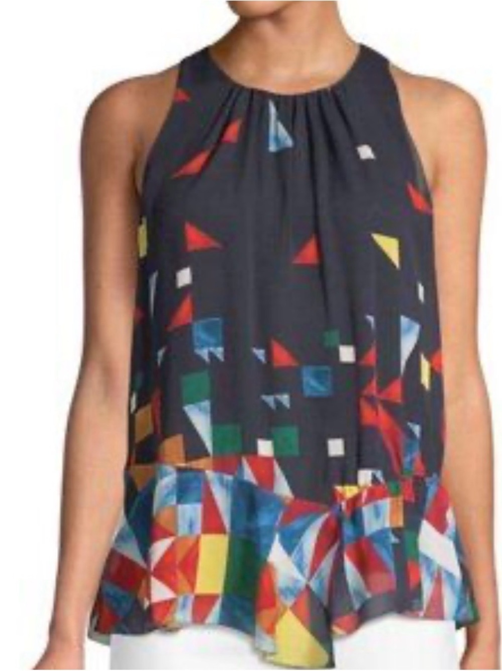 Joie Kalinda Silk Geometric Sleeveless Blouse